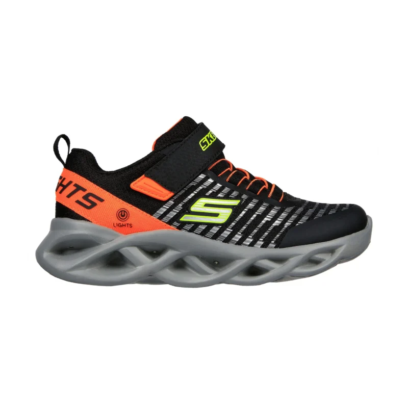 خرید کفش پسرانه اسکچرز مدل 401650L Skechers S-Lights Twisty Brights BKOR مشکی نارنجی