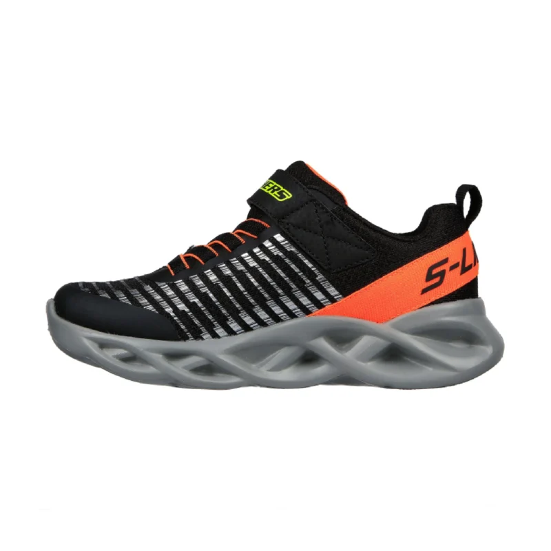 خرید کفش پسرانه اسکچرز مدل 401650L Skechers S-Lights Twisty Brights BKOR مشکی نارنجی