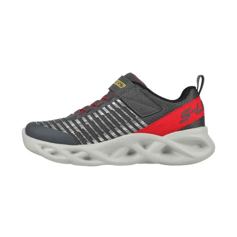 خرید کفش پسرانه اسکچرز مدل 401650L Skechers S-Lights Twisty Brights CCRD طوسی قرمز