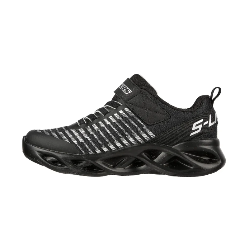 خرید کفش پسرانه اسکچرز مدل 401650L Skechers S-Lights Twisty Brights BKSL مشکی سفید