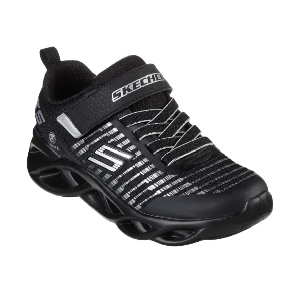 خرید کفش پسرانه اسکچرز مدل 401650L Skechers S-Lights Twisty Brights BKSL مشکی سفید