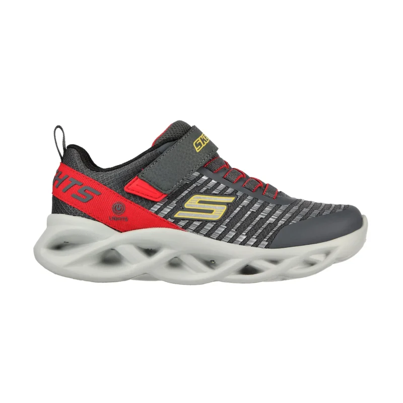 خرید کفش پسرانه اسکچرز مدل 401650L Skechers S-Lights Twisty Brights CCRD طوسی قرمز