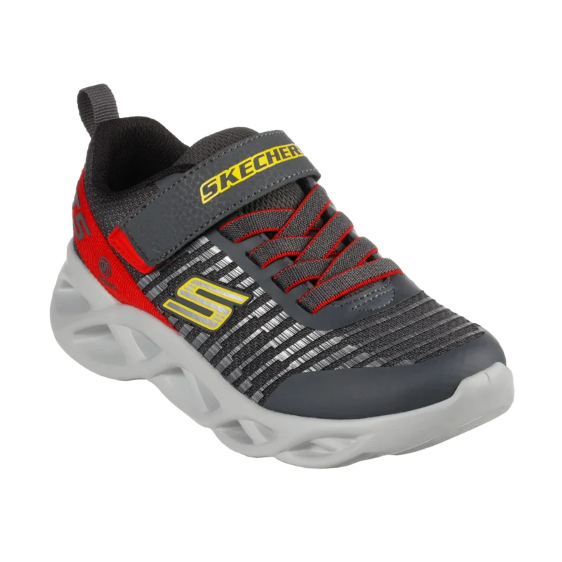 خرید کفش پسرانه اسکچرز مدل 401650L Skechers S-Lights Twisty Brights CCRD طوسی قرمز