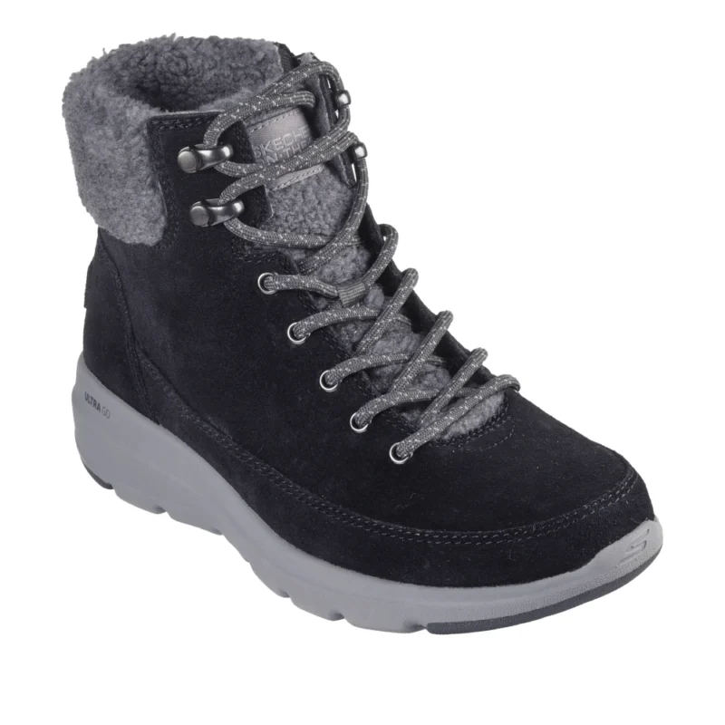 نیم بوت زنانه اسکچرز مدل 16677 On-the-GO Glacial Ultra - Woodlands BKGY مشکی طوسی