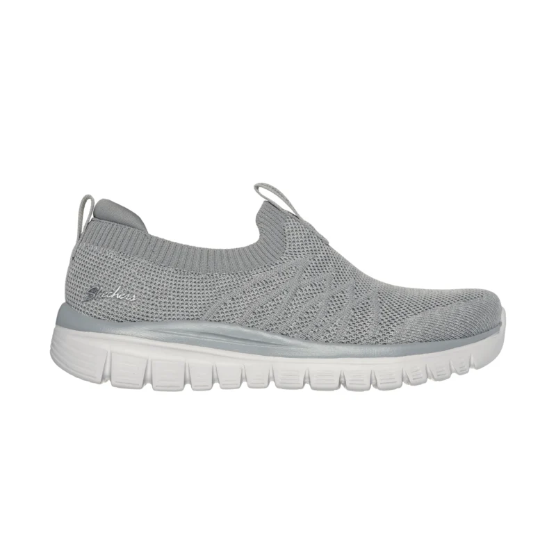 کفش طوسی بدون بند زنانه اسکچرز مدل 100693 GRY Graceful - Good Vibe Skechers
