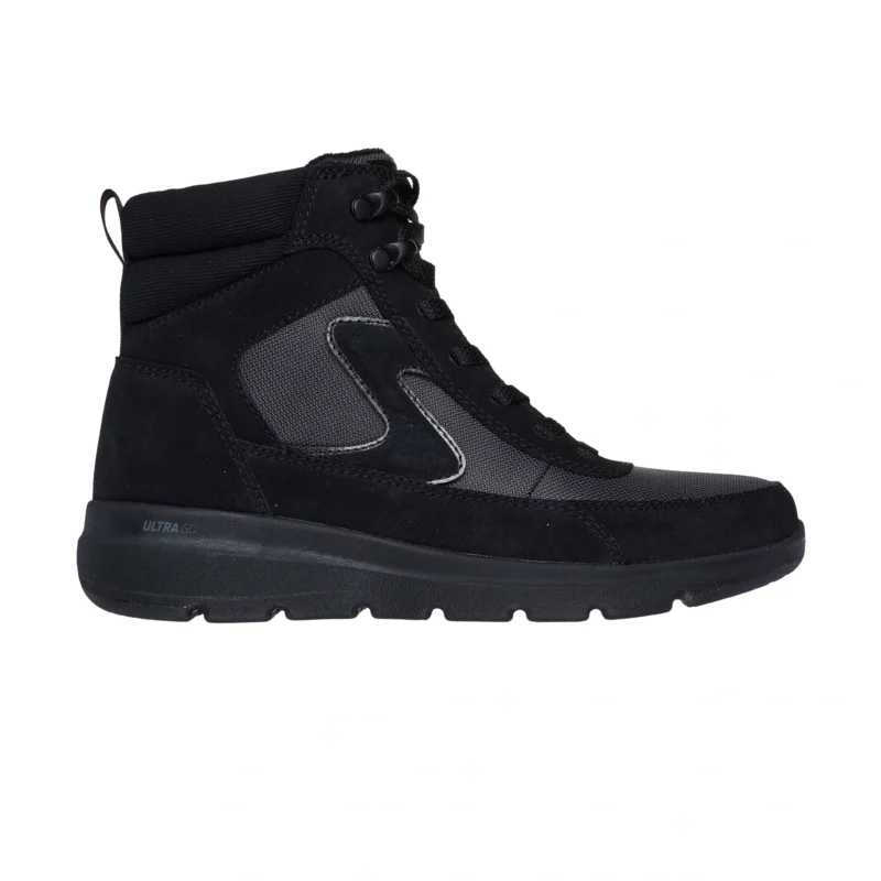 خرید نیم بوت مشکی طوسی زنانه اسکچرز مدل 144198 BKGY Glacial Ultra - Wanderlust Skechers