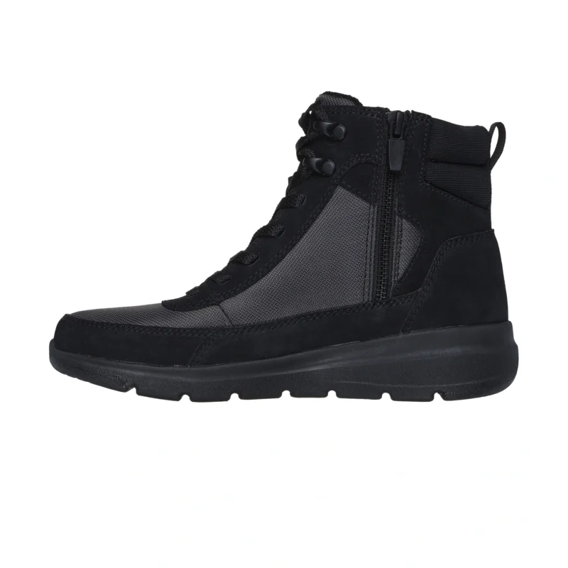خرید نیم بوت مشکی طوسی زنانه اسکچرز مدل 144198 BKGY Glacial Ultra - Wanderlust Skechers