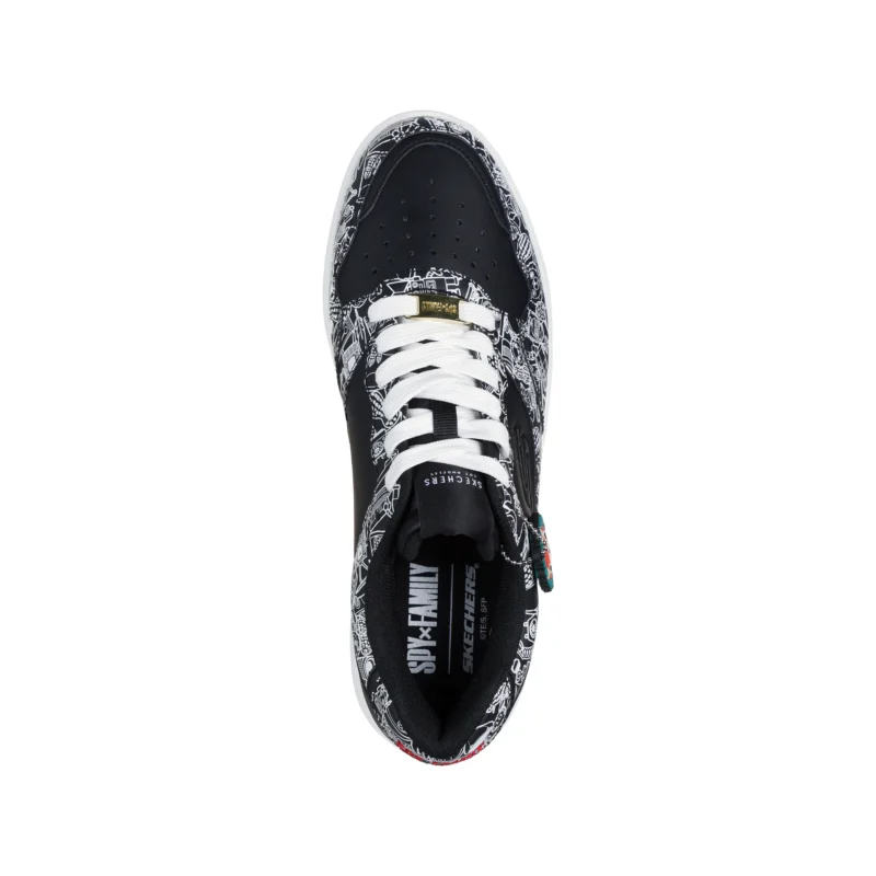 خرید کفش مشکی مردانه اسکچرز مدل 183902 BLK Koopa - Spy x Family Skechers اورجینال طرح انیمه‌ای با کفی مموری فوم از سایت ایران اسکیچرز