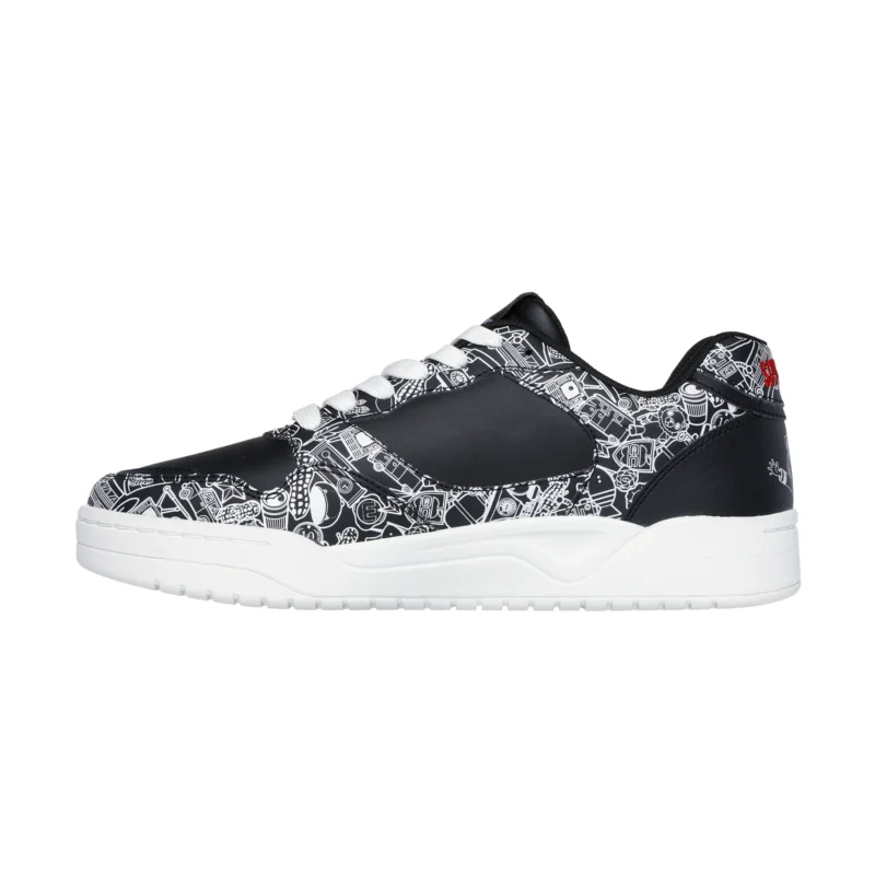 خرید کفش مشکی مردانه اسکچرز مدل 183902 BLK Koopa - Spy x Family Skechers اورجینال طرح انیمه‌ای با کفی مموری فوم از سایت ایران اسکیچرز
