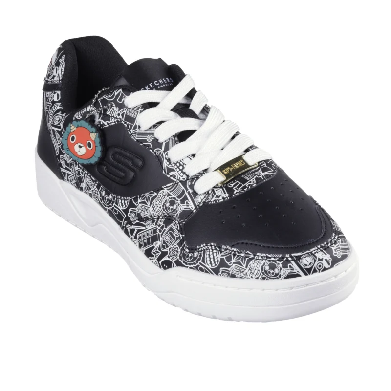 خرید کفش مشکی مردانه اسکچرز مدل 183902 BLK Koopa - Spy x Family Skechers اورجینال طرح انیمه‌ای با کفی مموری فوم از سایت ایران اسکیچرز