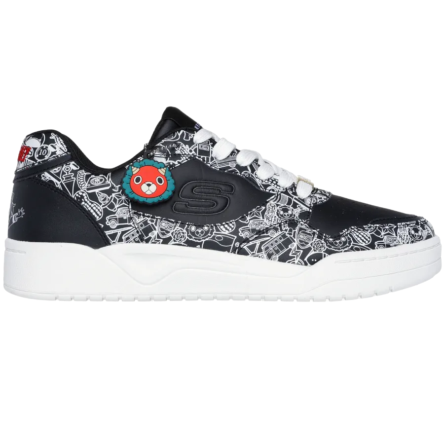 خرید کفش مشکی مردانه اسکچرز مدل 183902 BLK Koopa - Spy x Family Skechers اورجینال طرح انیمه‌ای با کفی مموری فوم از سایت ایران اسکیچرز